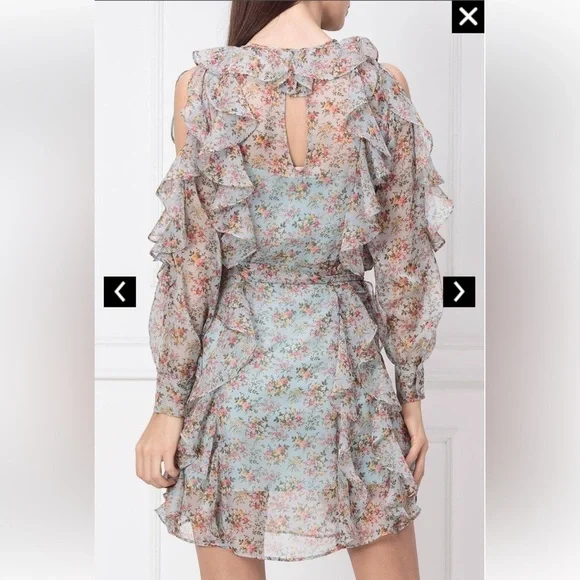 TWINSET Milano Georgette Floral Dress Flounces Mini ruffles - Picture 4 of 10